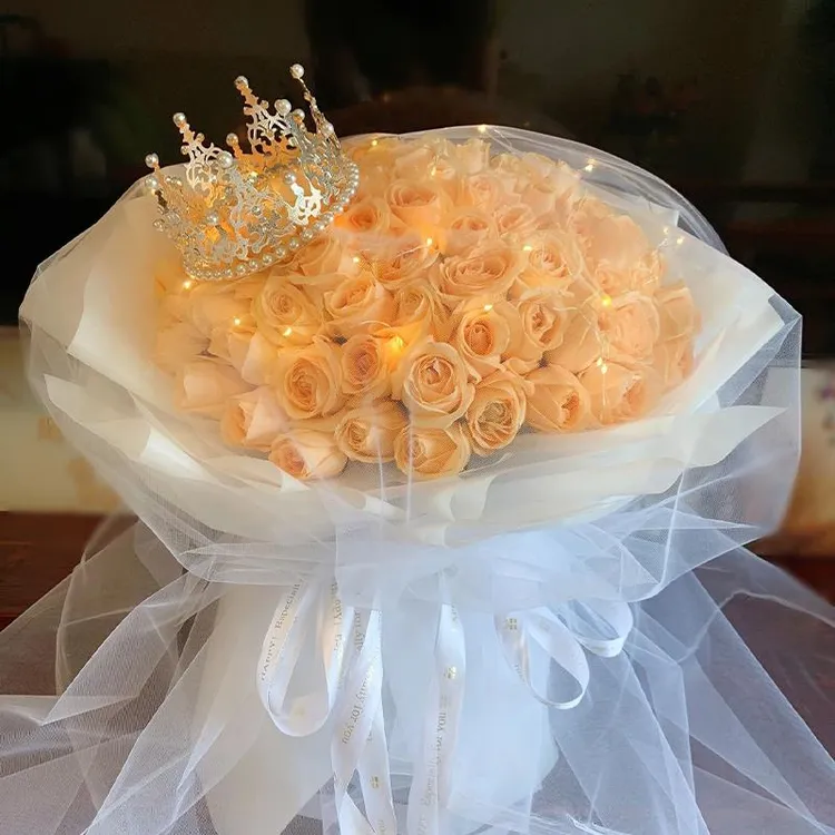 99朵香槟玫瑰花束生日送女友求婚鲜花速递11朵北京广州同城配送店