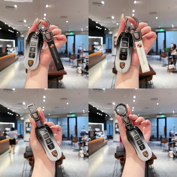 【27号】保时捷钥匙包黑白渐变锌合金钥匙壳卡宴911帕拉梅拉钥匙套