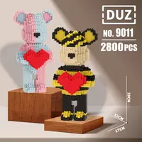 爱心摇滚拼色积木熊组装立体摆件解压益智亲子玩具礼物