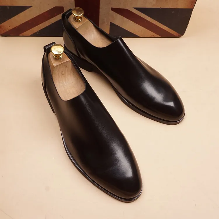 夏季 韩版尖头皮鞋男士软皮透气简约时尚舒适内增高商务休闲皮鞋