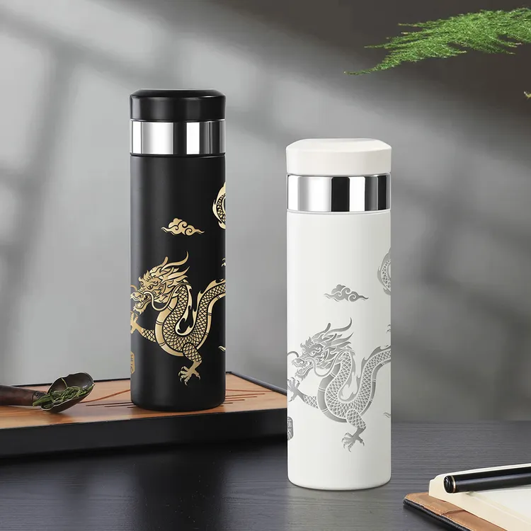 龙年定制一键开盖泡茶保温杯茶水分离车载高档不锈钢速开杯