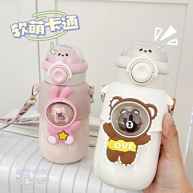 儿童保温杯食品级316带吸管水杯小学生便携防摔高颜值保温杯水壶