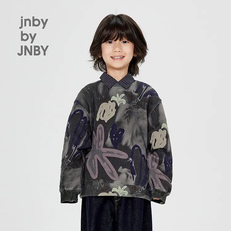 新款jnbybyJNBY江南布衣童装宽松圆领卫衣24秋男女童1O8413010