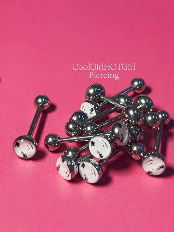 钛钢耳饰 CGHG 小众独特搞笑舌钉 小酒窝龙图舌环 舌头钉 钛钢