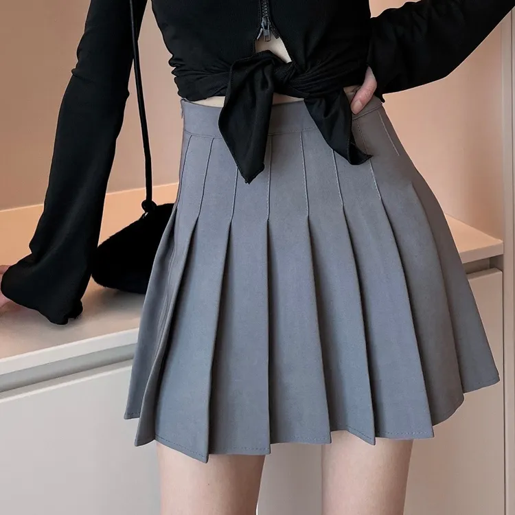 新款百褶裙女春夏西装面料高腰a字短裙8801新款小个子显瘦半身裙