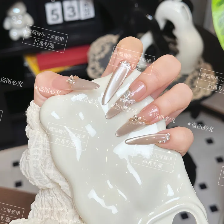 噹噹糖专属 【冰蝶▪幻月】纯手工穿戴甲光疗甲冰透渐变四季流行 7