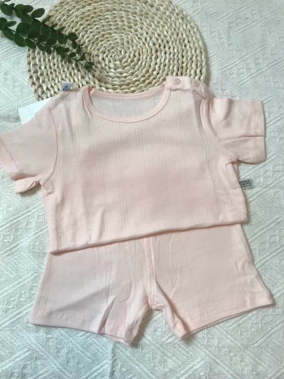 夏季儿童短袖T恤套装纯棉薄款短袖短裤女宝轻薄透气家居套头款