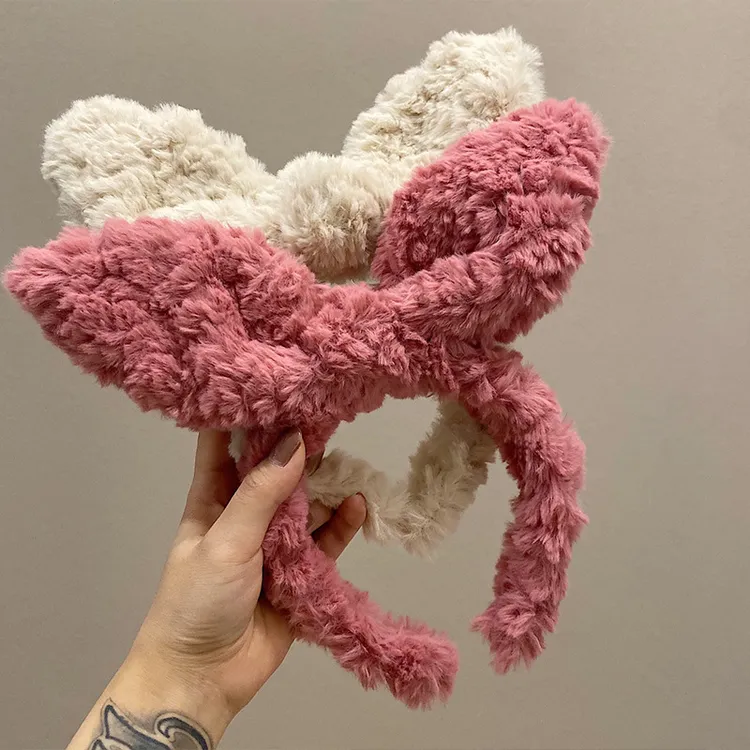 冬季新款可爱兔耳朵毛绒发箍女洗脸发箍发卡网红时尚气质2138