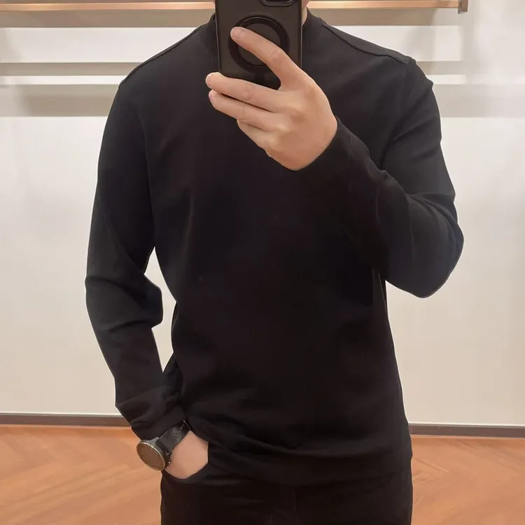 秋冬新款长袖袖苏匹马棉兰精莫代尔混织男士休闲简约百搭打底T恤