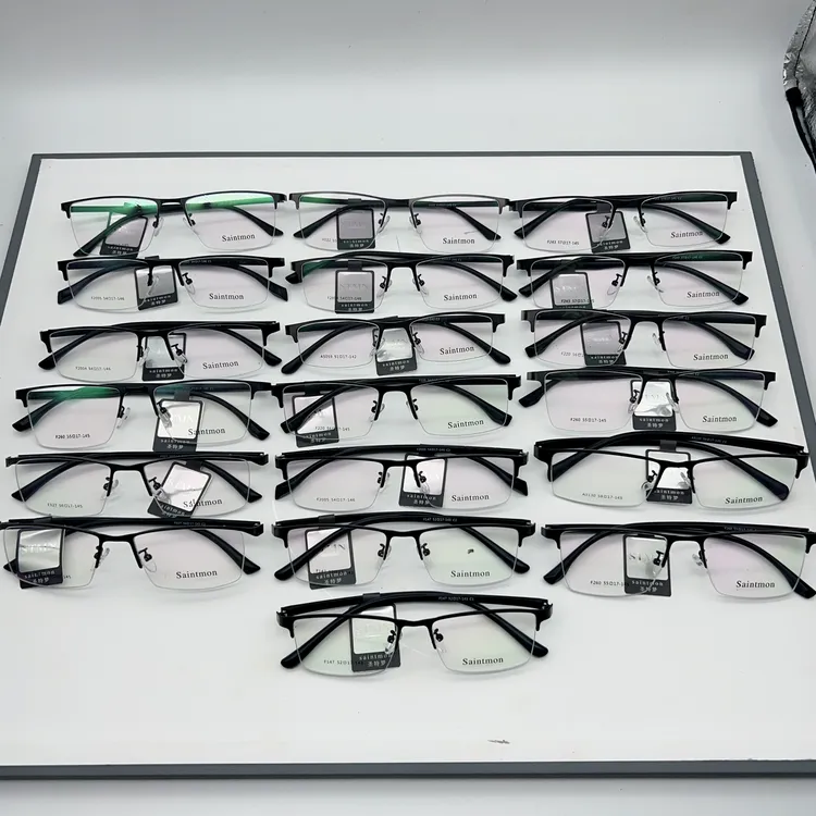 圣特梦男士商务钢皮架钢板眼镜框全框半框可配近视眼镜框批发