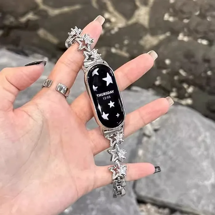 裴蔻 适用小米手环10/9小香风镶钻表链8/7nfc星星闪钻手链表带