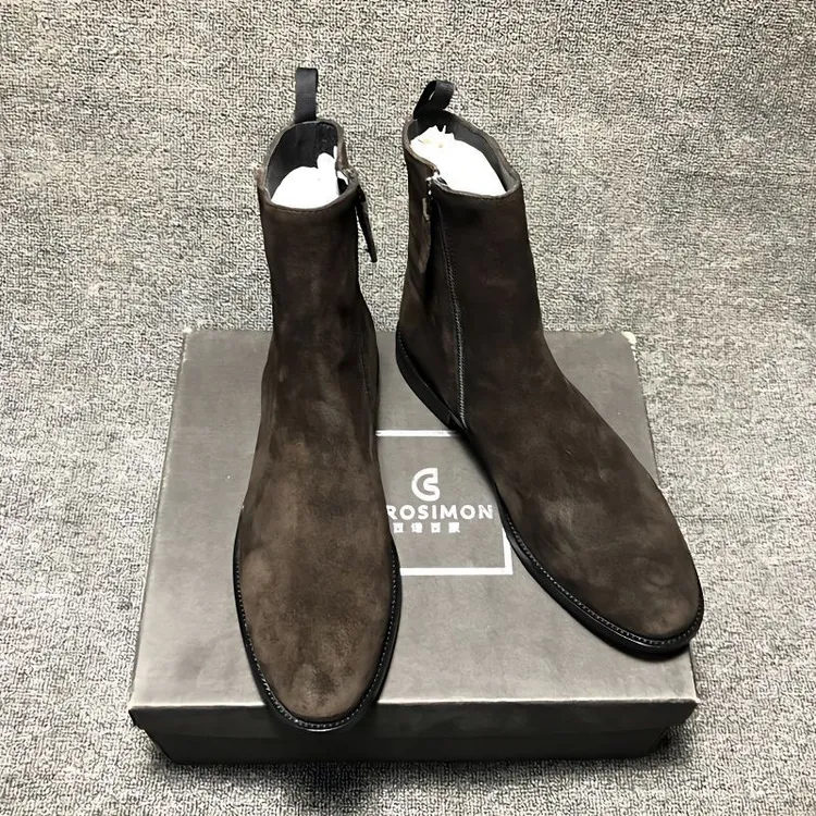 切尔西靴男真皮英伦尖头chelsea boot韩版高帮拉链潮流百搭马丁靴