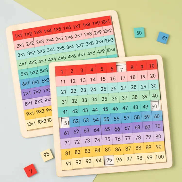蒙氏数学教具 1-100数字连续排序木制百数板儿童幼儿园益智玩具
