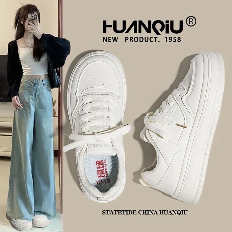 环球奶fufu小白鞋女2025新款秋季百搭运动休闲鞋子潮爆款厚底板鞋