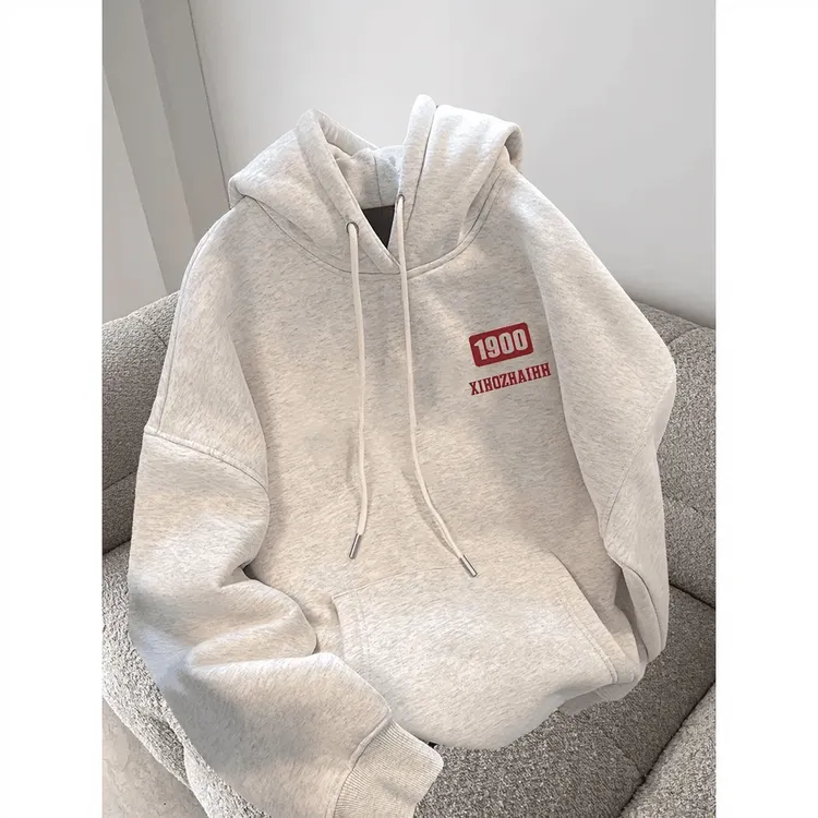 韩版重磅银狐绒连帽卫衣男女生装加绒加厚宽松上衣情侣潮百搭上衣