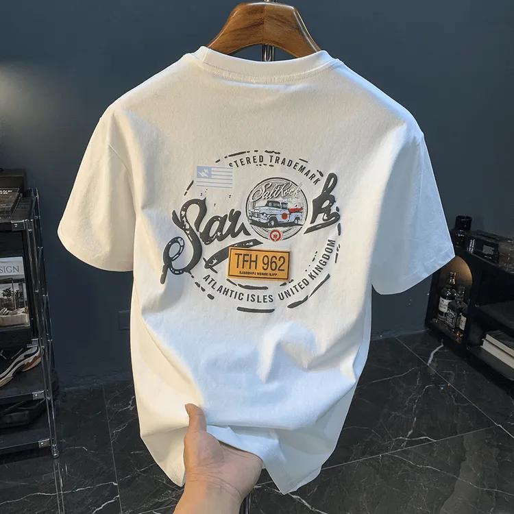 2024夏季新款个性印花短袖T恤男士潮流圆领百搭半袖上衣爆款潮牌