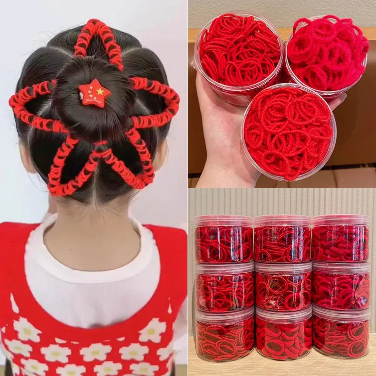 女童发饰红色皮筋女宝宝发圈儿童头绳女童喜庆新年发绳不伤发头饰