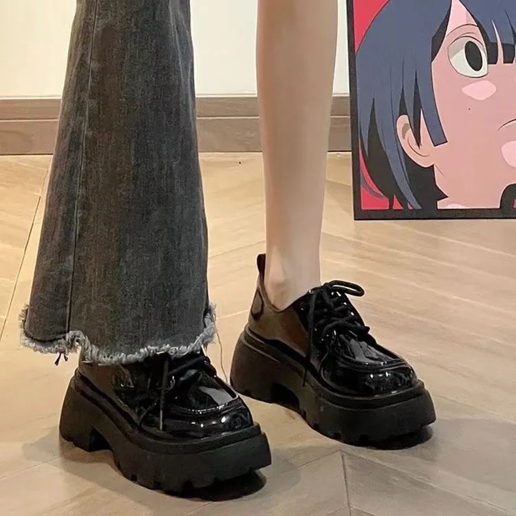 甜酷女孩厚底皮鞋女新款英伦风百搭黑色JK日系小单鞋2025春季潮流