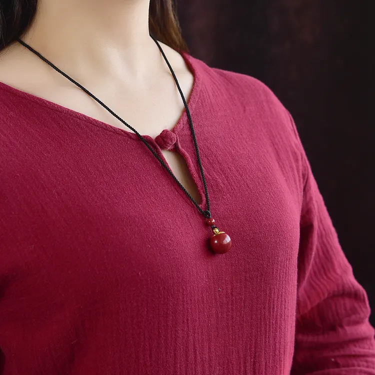 含辰砂工艺品朱砂紫金砂吊坠苹果珠锁骨链挂件项链男女款情侣礼物