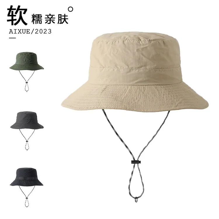 日系户外工装防水渔夫帽子女夏季薄款速干可收纳包包遮阳登山帽男