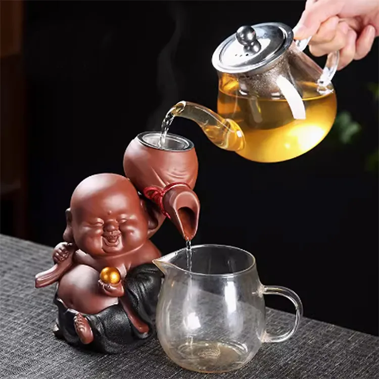 创意弥勒佛茶漏茶滤泡茶过滤网茶具配件茶隔滤架摆件套装茶玩茶宠