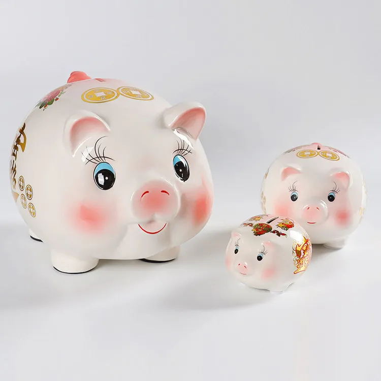 陶瓷小猪存钱罐节日礼品女生儿童可爱储蓄罐可存可取