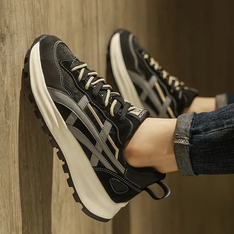 男鞋冬季百搭休闲加绒复古阿甘男士跑步旅游运动厚底增高老爹潮鞋