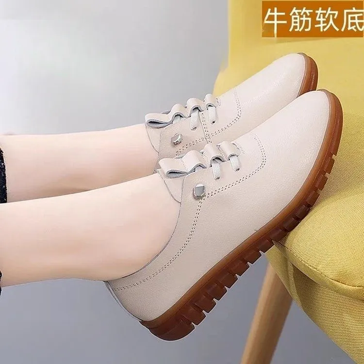 2024牛筋底软底妈妈鞋春季新款单鞋轻便一脚蹬运动鞋老北京布鞋女