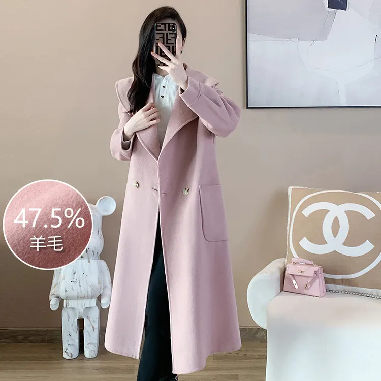 奢姿2025年冬装新款大码女装时尚翻驳领外套胖妹妹双面呢大衣