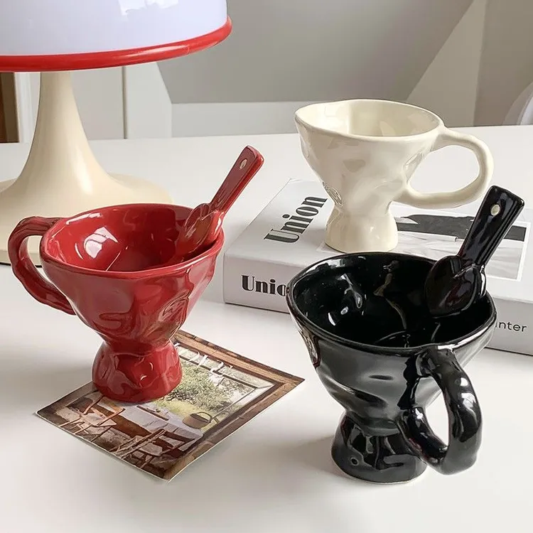 马克杯创意高脚杯家用ins风陶瓷咖啡杯多功能办公室早餐杯耐高温