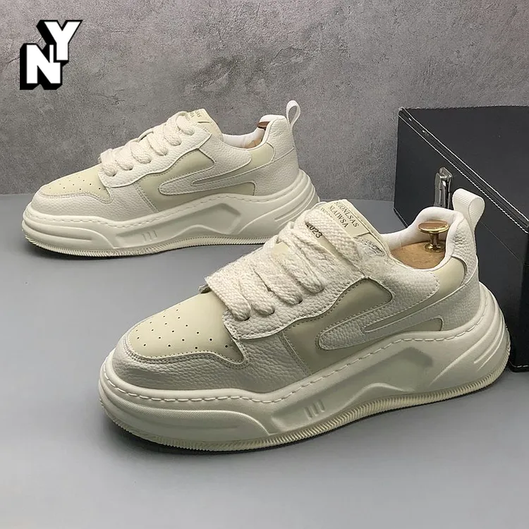 NY欧洲站厚底小白鞋秋季2025新款男鞋潮流休闲面包鞋男士运动板鞋