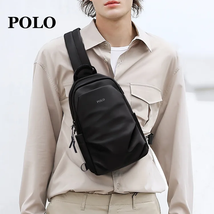 POLO斜挎包男大容量旅游骑行胸包防泼水耐磨斜挎包轻便通勤单肩包