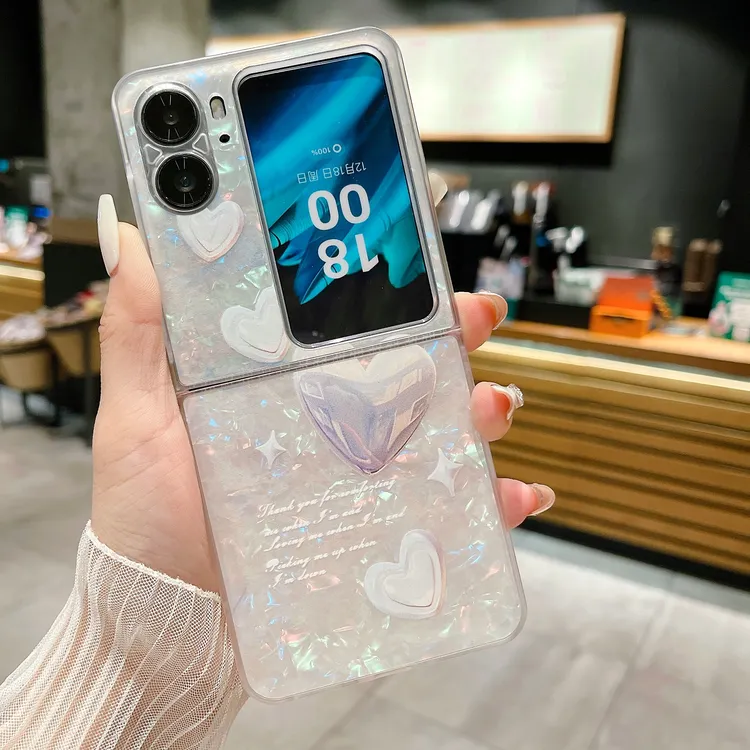 贝壳纹炫彩渐变适用OPPO FindN3Flip手机壳折叠屏0pp0N2Flip翻盖 