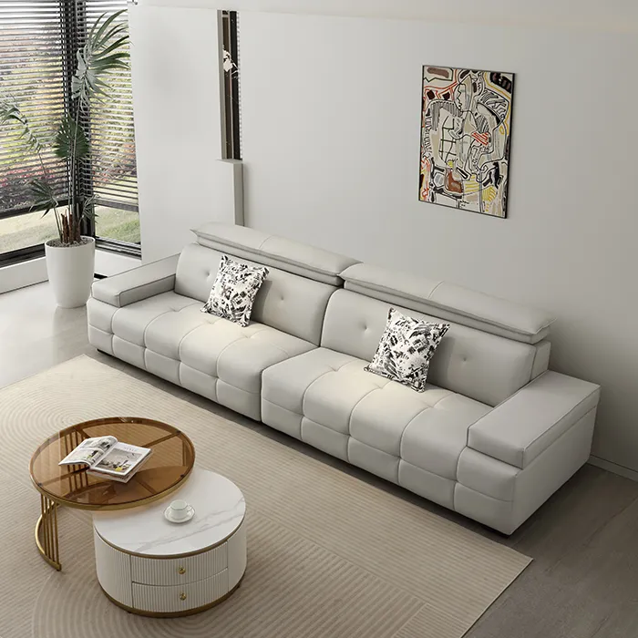 新版高靠背劳伦斯真皮头层牛皮沙发极简现代直排家用客厅高档沙发