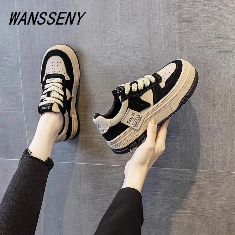 时尚低帮板鞋女2025新款厚底舒适百搭时尚休闲软底防滑老爹鞋女潮