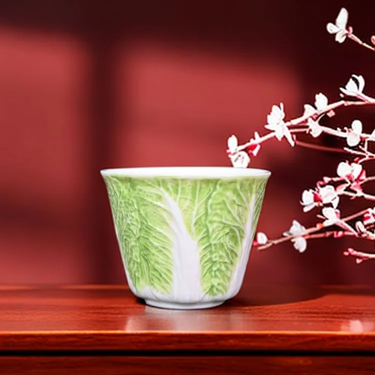 大白菜陶瓷白菜(百财)主人杯品茗杯旅行茶具网红仿生蔬菜杯小茶杯