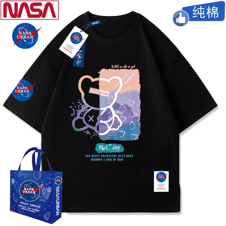 NASA URBAN短袖男t恤夏季宽松休闲情侣圆领潮流高级感男装百搭T恤