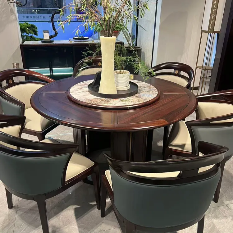 圆餐桌----黑檀全实木时尚轻奢现代新中式圆餐桌中式餐桌酒店