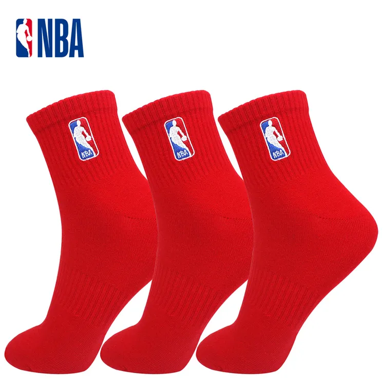 NBA本命年红袜子马年喜庆袜情侣结婚袜大红色中筒棉袜过年礼物