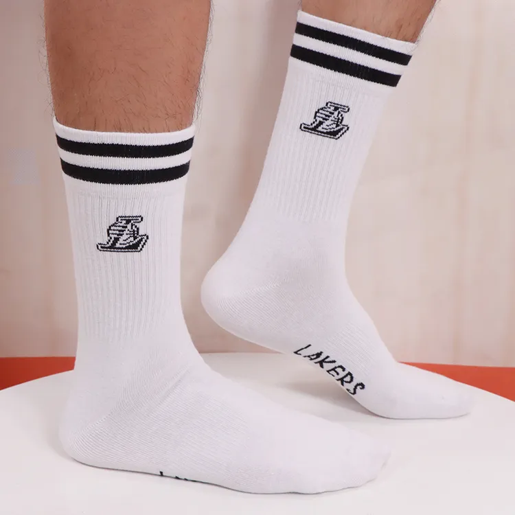NBA袜子运动休闲袜男子时尚潮流运动袜长筒高筒白袜羽毛球袜