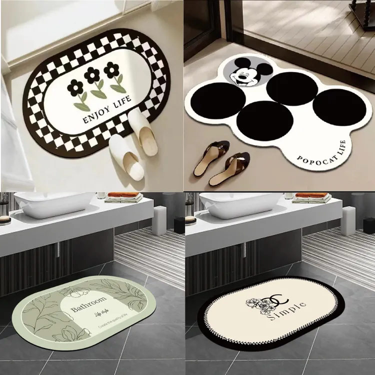 家用脚垫浴室吸水垫硅藻泥防滑地垫速干卫生间门口浴室防滑地垫