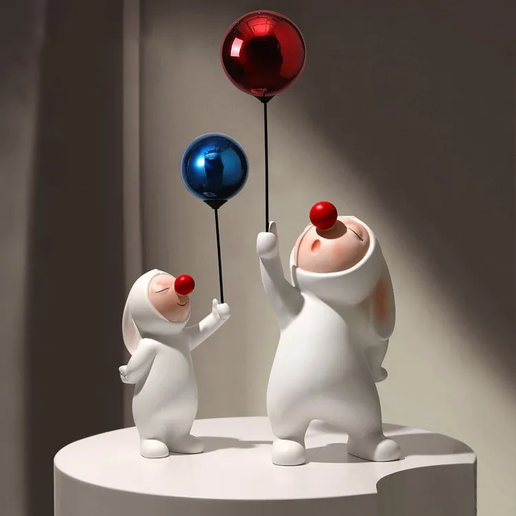 轻奢高档网红女孩气球兔子电视柜桌面装饰品摆件客厅落地家居玄关