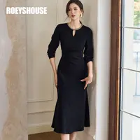 【罗衣】罗衣修身连衣裙女2024秋季新款优雅镂空鱼尾裙11086