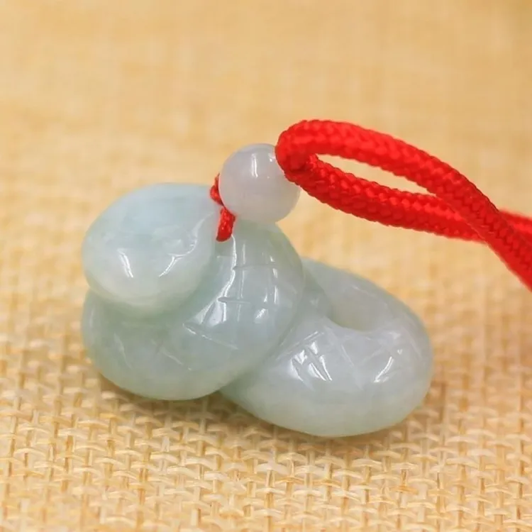 翡翠缅甸A货蛇玉吊坠属蛇挂件立体玉石灵蛇之珠玉佩男女本命年