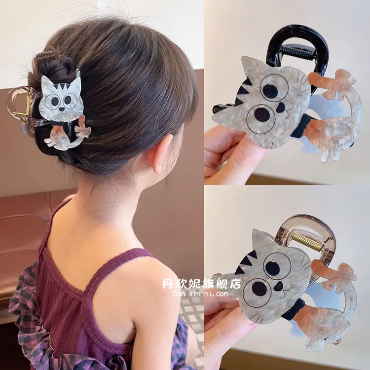 小女孩后脑勺盘发抓夹女童可爱小猫咪发卡儿童小朋友发夹新款头饰