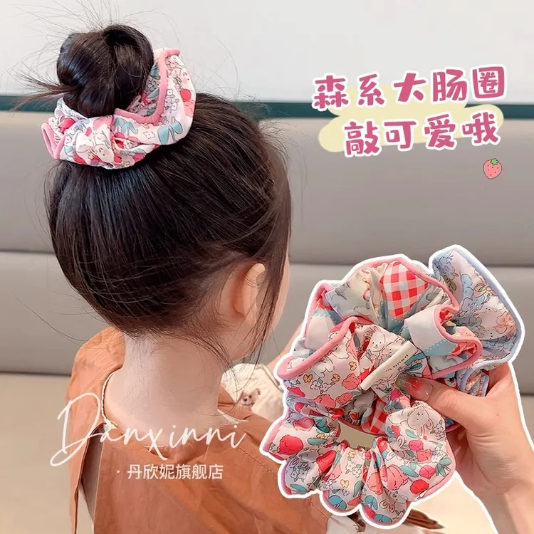 韩板儿童可爱大肠圈不伤发女童丸子头头绳女孩高马尾卡通花朵发圈