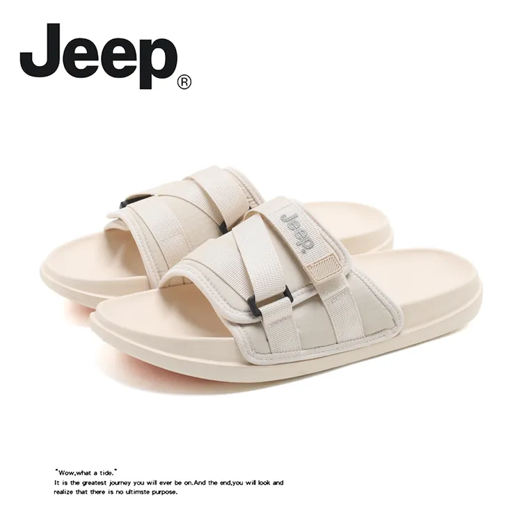 JEEP/吉普一字拖男士网红时尚百搭软底外穿休闲舒适厚底露趾拖鞋