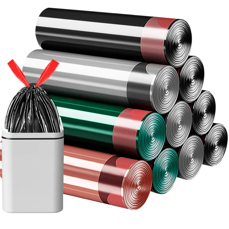 抽绳垃圾袋子家庭用宿舍大号一次性加厚便携黑色厨房塑料袋家用