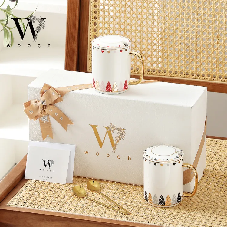  WOOCH一见倾心系列盖杯情侣马克杯对杯套装生日商务新婚圣诞礼物