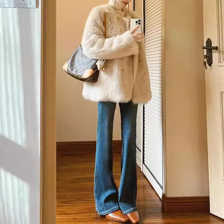 微喇牛仔裤女2025新款修身窄版高腰显瘦法式休闲高级感喇叭裤春款